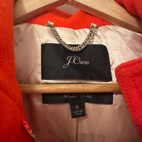 J. Crew Chateau Parka Coat In Stadium Cloth Red With Removable Fur Hood | Size 6 - Picture 9 of 13